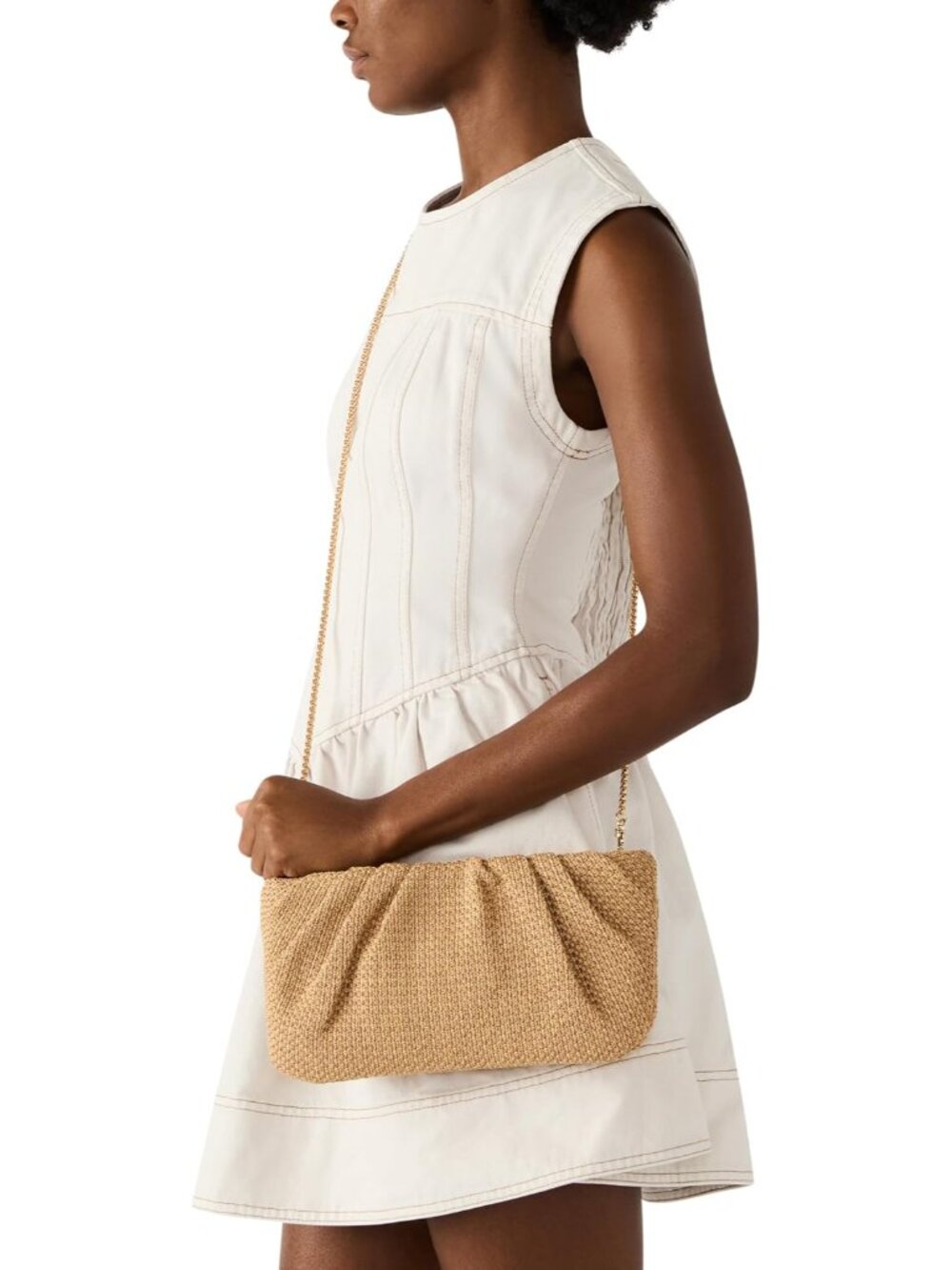 womens Palomaa Pleated Raffia Clutch - Picture 3 of 7